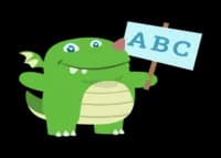 green dragon holding a sign